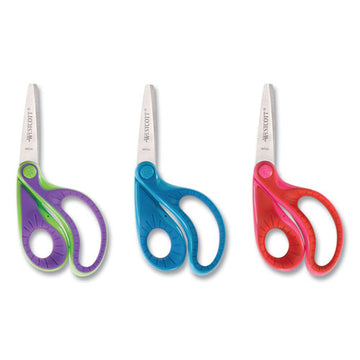 Westcott® Ergo Jr. Kids' Scissors, Rounded Tip, 5" Long, 1.5" Cut Length, Randomly Assorted Offset Handles freeshipping - TVN Wholesale